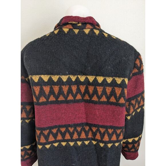 David Paul NY Size Large Southwestern Jacket Red Brown Yellow Wool Blend Pockets - Picture 10 of 11